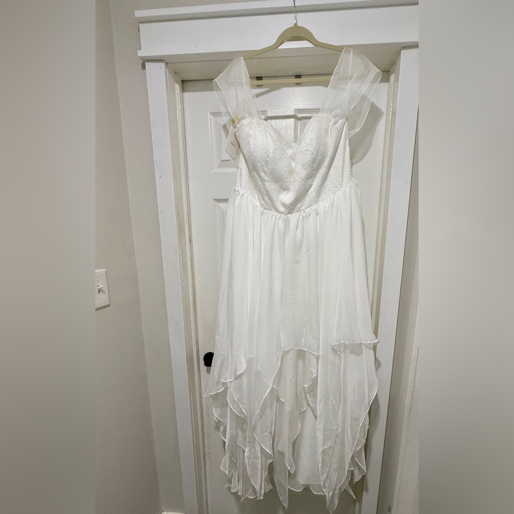 Boho Ivory Wedding Dress Size 20W Off Shoulder Country Rustic Bridal Gown NEW
